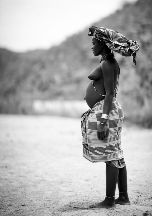 Pregnant Mucubal Woman With Ompota Headdress, Virie Area, Angola