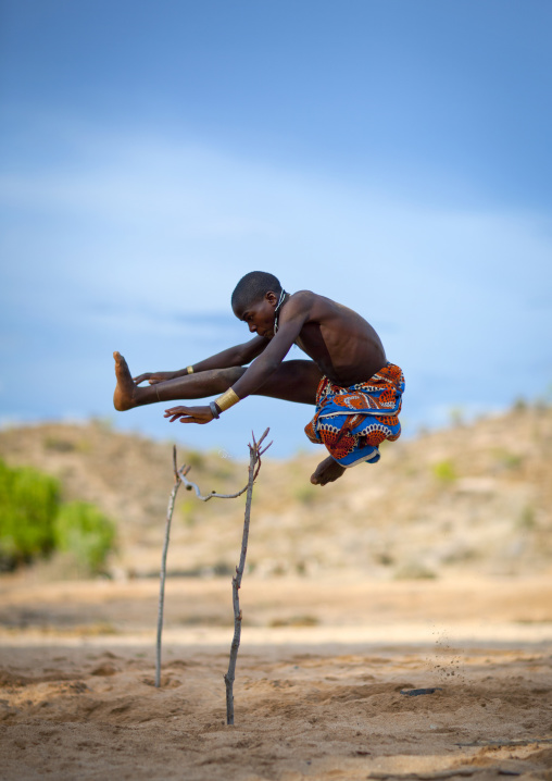 Mukubal Kid Doing High Jumping, Virie Area, Angola