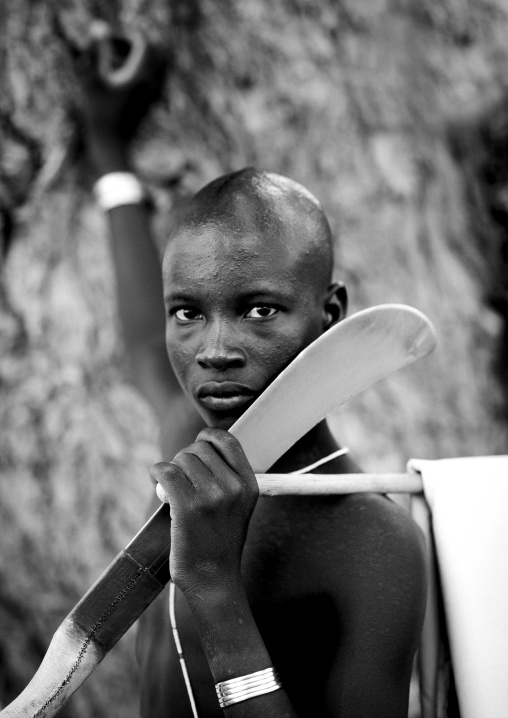 Mucubal Teenager With An Omotungo Knife, Virie Area, Angola