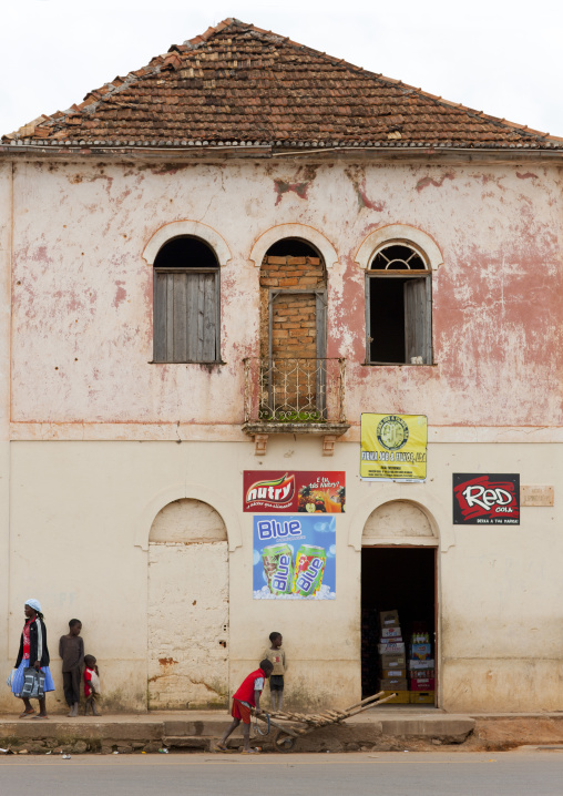 Kids In Front Of A Store In The Street, Vila Nova, Angola