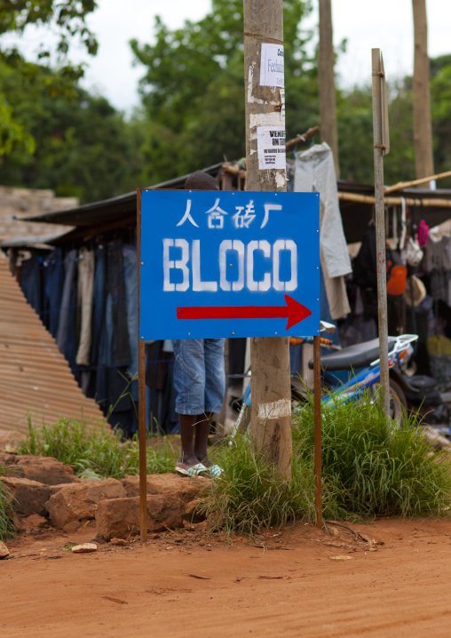 Sign Showing The Direction Of A Chinese Club, Mlanje, Angola