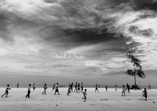 Boys Playing Football On The Beach, Benguela, Angola