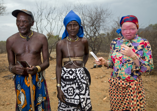 Mukubal Couple With Their Albino Daughter, Virie Area, Angola