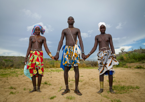 Mucubal Man With His Two Wives, Virie Area, Angola