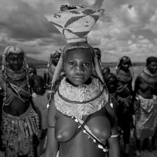 Mwila Girl Carrying A Basket On Her Head, Angola