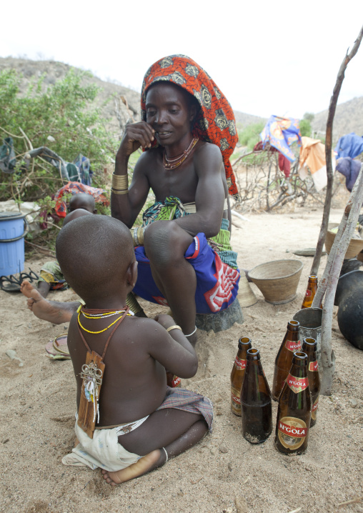 Boy Wearing An Amulet On The Back With His Mother, Virie Area, Angola