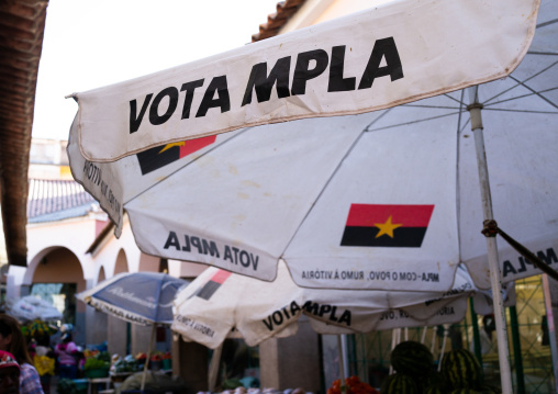 MPLA umbrellas in the central market, Huila Province, Lubango, Angola