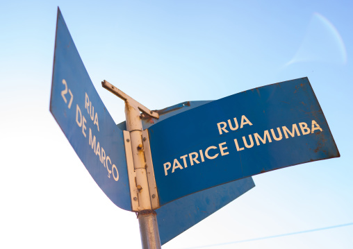 Road sign of patrice lumumba street, Huila Province, Lubango, Angola