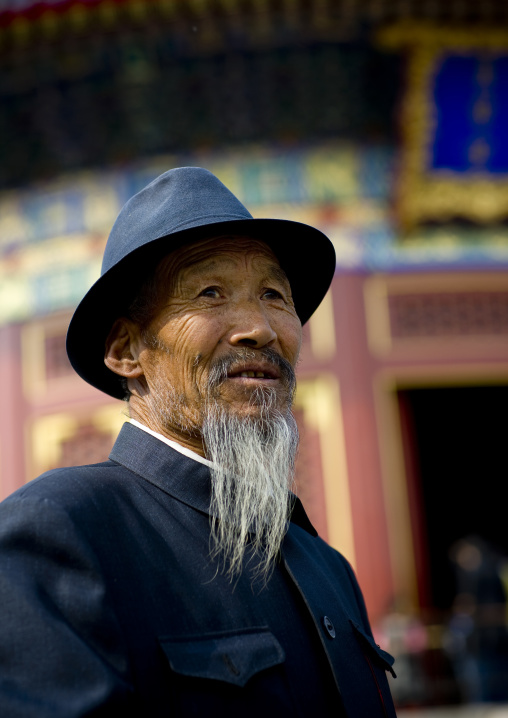 Old Chinese Man With A White Beard, Beijing, China