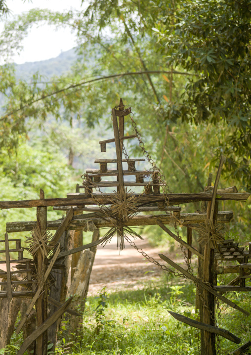Sacred Wood Gate In Jinuo Minority, Yunnan Province, China