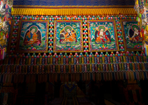 Sewed thangka in Shachong monastery, Qinghai Province, Wayaotai, China