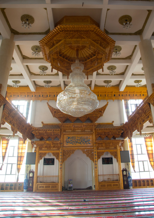 Inside the chinese-style mosque of the Salar people, Qinghai province, Xunhua, China