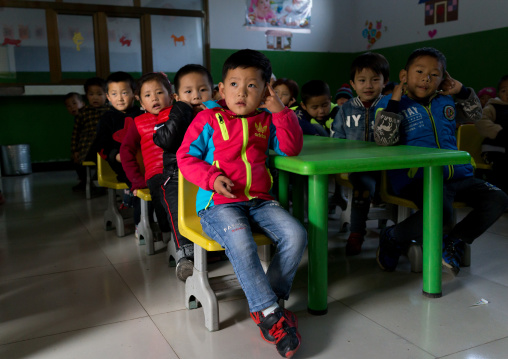 Salar ethnic minority children in a school, Qinghai province, Xunhua, China