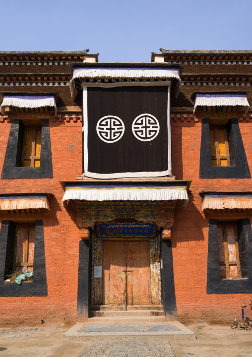 Monastery building built in the traditional tibetan style, Gansu province, Labrang, China