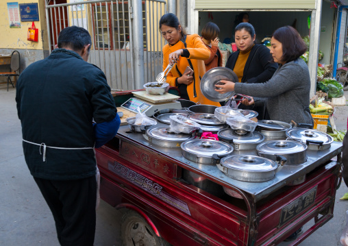 Street food vendor along a road, Gansu province, Lanzhou, China