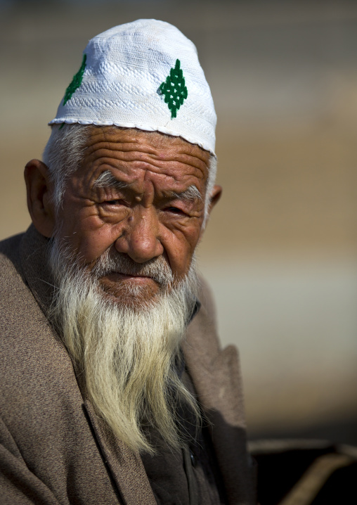Old Uyghur Man In Serik Buya Market, Yarkand, Xinjiang Uyghur Autonomous Region, China