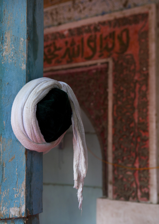Mollah Hat Hanged Inside Of A Mosque, Minfeng, Xinjiang Uyghur Autonomous Region, China