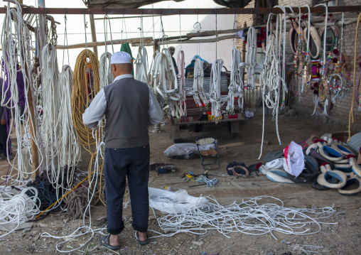 Halter And Ropes For Sale, Serik Buya Market, Yarkand, Xinjiang Uyghur Autonomous Region, China