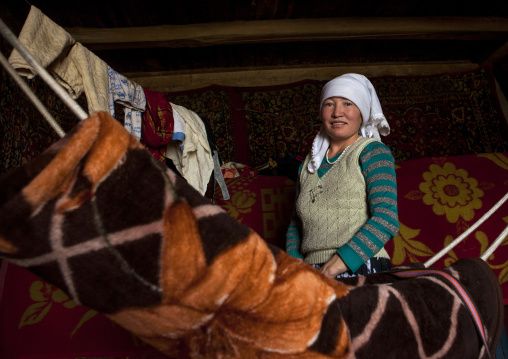 Kyrgyz Woman Near Karakul Lake, Xinjiang Uyghur Autonomous Region, China