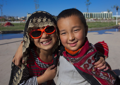Uyghur Kids In Old Town Of Kashgar, Xinjiang Uyghur Autonomous Region, China