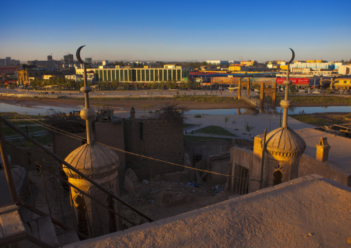 View Over The New Tomn From The Mosque In The Old Town Of Kashgar, Xinjiang Uyghur Autonomous Region, China