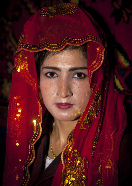Bride In A Wedding In Uyghur Family, Kashar, Xinjiang Uyghur Autonomous Region, China