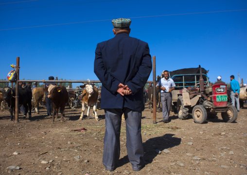 Uyghur Man In Kashgar Animal Market, Xinjiang Uyghur Autonomous Region, China