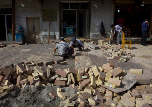 Rebuilding The Street, Old Town Of Kashgar, Xinjiang Uyghur Autonomous Region, China