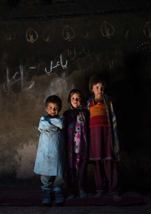 Afghan children in a pamiri house, Badakhshan province, Qazi deh, Afghanistan
