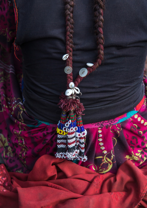 Wakhi nomad woman braided hair, Big pamir, Wakhan, Afghanistan