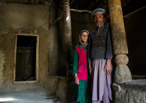 Father and her daughter in their traditional house, Badakhshan province, Zebak, Afghanistan