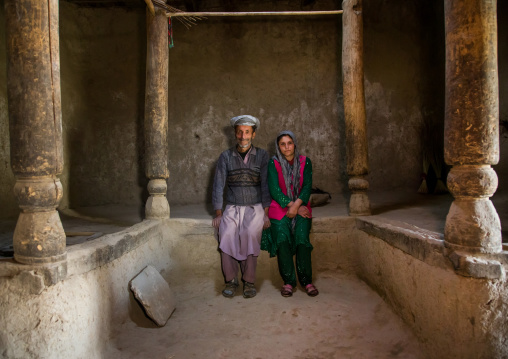 Father and her daughter in their traditional house, Badakhshan province, Zebak, Afghanistan