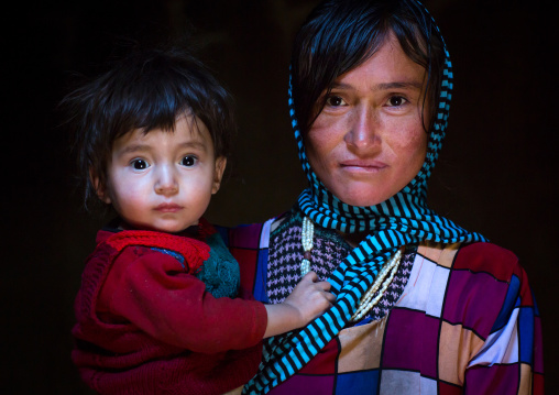 Portrait of an afghan mother with her son, Badakhshan province, Zebak, Afghanistan