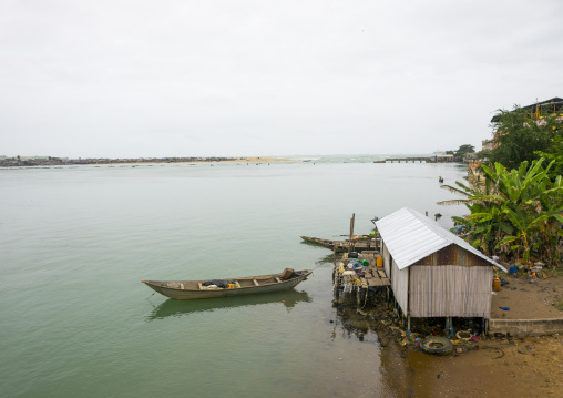 Benin, West Africa, Cotonou, house on nokoue lake banks