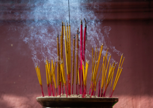 Incense sticks burning, Phnom Penh province, Phnom Penh, Cambodia