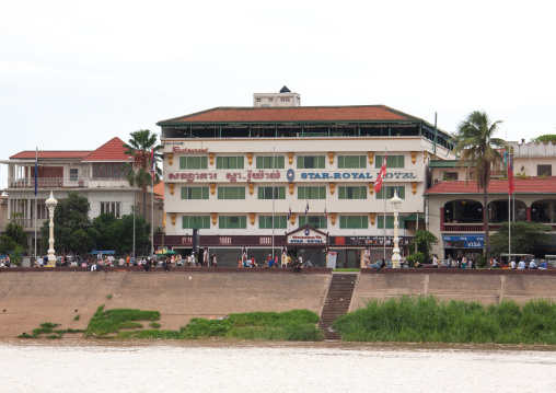Old colonial buildings along the river, Phnom Penh province, Phnom Penh, Cambodia