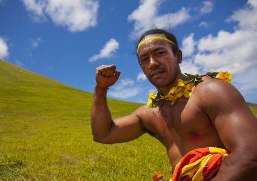 Winner Of Tau' A Rapa Nui Race Competition During Tapati Festival, Easter Island, Chile