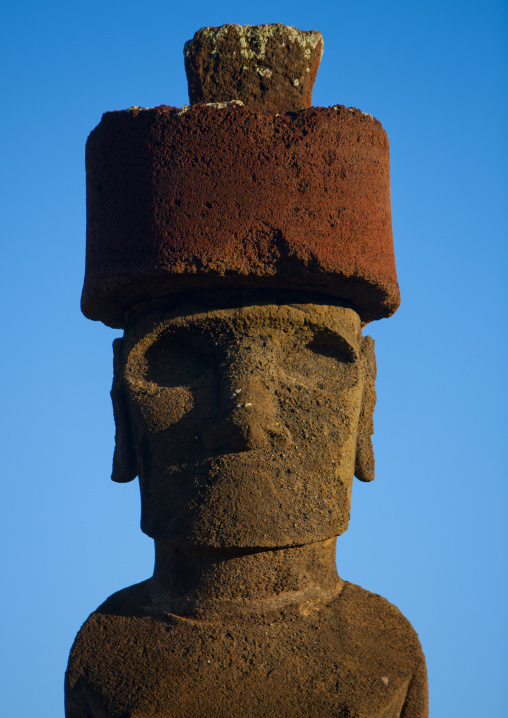Moai In Ahu Nau Nau At Anakena Beach, Easter Island, Chile