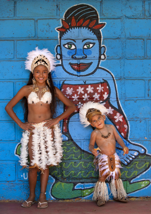 Kids During Tapati Festival, Easter Island, Chile