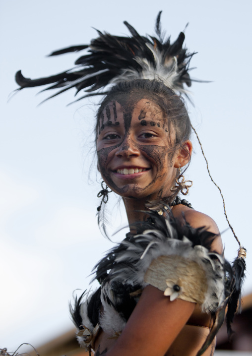 Beautiful Woman During Carnival Parade, Tapati Festival, Easter Island, Chile