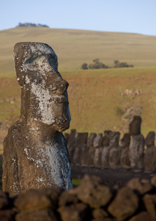 Monolithic Moai Statues At Ahu Tongariki, Easter Island, Chile