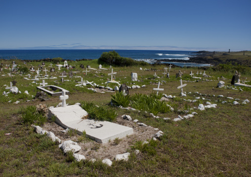 Decorated Tombs In Hanga Roa Cemetery, Easter Island, Chile
