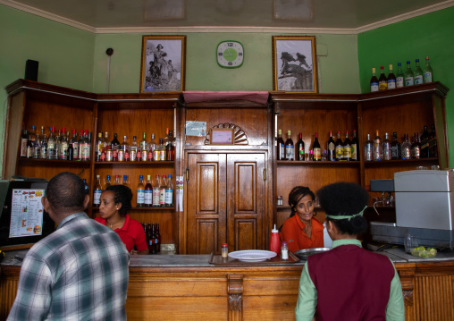 Interior of bar Zilli located on shaida square, Central region, Asmara, Eritrea