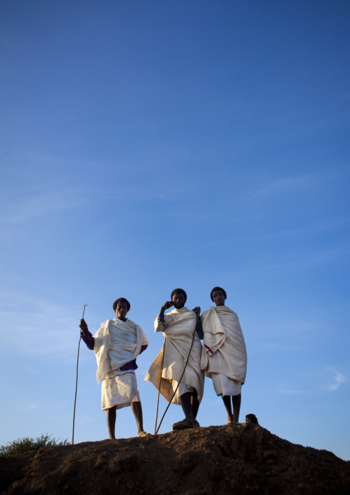 Karrayyu Tribe Men On Top Of A Hill In Traditional Clothes, During Gadaaa Ceremony, Metahara, Ethiopia