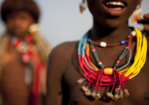 Banna Teenage Girl Beaded Necklaces On Jumping Ceremony Ethiopia