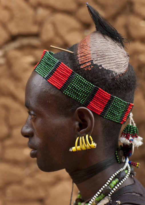 Teenage Hamer Boy With Traditional Earrings Portrait Omo Valley Ethiopia