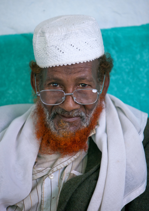 Portrait Of A Muslim Man With Ginger Tainted Beard, Harar, Ethiopia