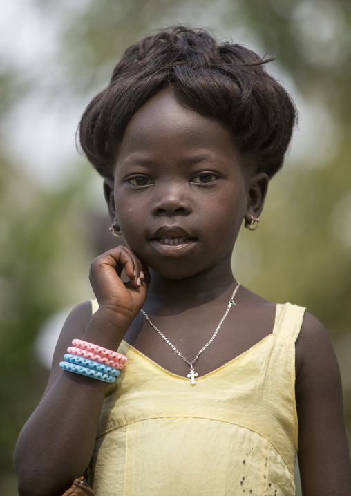 Anuak Tribe Girl In Modern Clothes, Gambela, Ethiopia