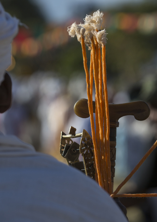 Orthodox Pilgrim Holding Candles At Timkat Festival, Lalibela, Ethiopia