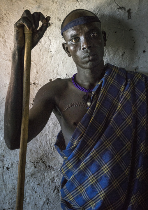 Mursi Tribe Warrior, Hail Wuha Village, Ethiopia